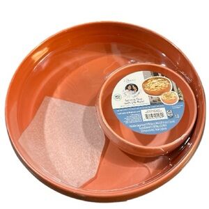 Serving Tray with Dip Bowl. Mainstays.2-piece set. Orange. New. Bamboo Melamine.